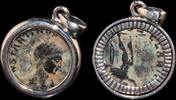 ISRAEL, Roman Empire Follis set in silver mount -