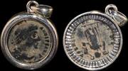 ISRAEL, Roman Empire Follis set in silver mount -