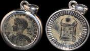 ISRAEL, Roman Empire Follis set in silver mount -