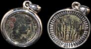 ISRAEL, Roman Empire Follis set in silver mount -