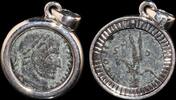 ISRAEL, Roman Empire Follis set in silver mount -
