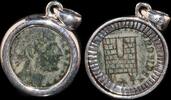 ISRAEL, Roman Empire Follis set in silver mount -