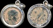 ISRAEL, Roman Empire Follis set in silver mount -