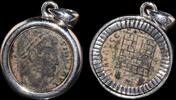 ISRAEL, Roman Empire Follis set in silver mount -