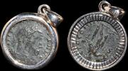 ISRAEL, Roman Empire Follis set in silver mount -