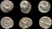 Lot of 3, Chersonesus, Thrace. 4th century BC.- AR Hemidrachm. -