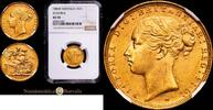Melbourne Sovereing 1886 Australia Encapsulado por NGC como AU 58 1250,00 EUR  + 12,00 EUR frais d'envoi