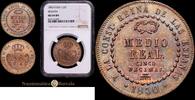 Segovia 1/2 Real 1850 1833-1868 Isabel II Encapsulada por NGC como MS 64 BN 1150,00 EUR  + 12,00 EUR frais d'envoi
