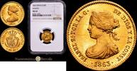 Madrid 40 Reales 1863 1833-1868 Isabel II Encapsulada por NGC como MS 62 1350,00 EUR  + 12,00 EUR frais d'envoi