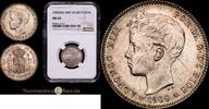 Madrid 1 Peseta 1900 *19-00* 1886-1931 Alfonso XIII Encapsulada por NGC ... 385,00 EUR  + 15,00 EUR frais d'envoi