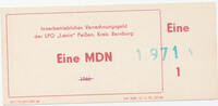 Deutschland, DDR 1 MDN LPG-Geld, Peißen, mit neuer Jahreszahl -