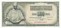 Jugoslawien 500 Dinara 1981 fast Kassenfrisch I- 1,99 EUR prix TTC + 7,00 EUR frais d'envoi