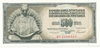 Jugoslawien 500 Dinara 1986 fast Kassenfrisch I- 1,99 EUR prix TTC + 7,00 EUR frais d'envoi