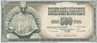 Jugoslawien 500 Dinara 1986 fast Kassenfrisch I- 1,99 EUR prix TTC + 7,00 EUR frais d'envoi