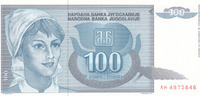 Jugoslawien 100 Dinara 1992 Kassenfrisch I 1,99 EUR prix TTC + 7,00 EUR frais d'envoi
