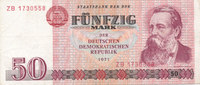 Deutschland,DDR, 50 Mark 1971 Ro.360b Typensatz,Ersatznote, gebraucht III, 4,99 EUR prix TTC + 7,00 EUR frais d'envoi