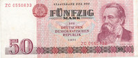 Deutschland,DDR, 50 Mark 1971 Ro.360b Typensatz,Ersatznote, gebraucht III, 4,99 EUR prix TTC + 7,00 EUR frais d'envoi