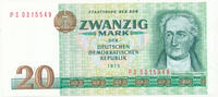Deutschland,DDR, 20 Mark Ro.362c KN 7 stellig Computersatz Serie:PS , -