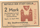 Deutsches Reich,Sachsen Anhalt, 2 Mark Egeln Stadtverwaltung, -
