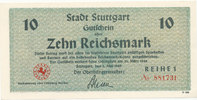 Deutsches Reich,Baden Würtemberg, 10 Mark Stuttgart Stadt, -