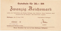 Deutsches Reich,Drittes Reich, 20 Reichsmark Nürtingen, Kreisverband, -