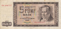 Deutschland,DDR, 5 Mark Ro.354a Serie:FA, -
