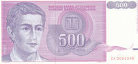 Jugoslawien 500 Dinar Serie:ZA,Austauschnote, -