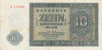 Deutschland,DDR, 10 Mark Ro.343a KN 6stellig 1 Buchstabe Serie:B vor KN, -