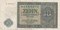 Deutschland,DDR, 10 Mark Ro.343a KN 6stellig 1 Buchstabe Serie:G vor KN, -