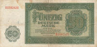 Deutschland,DDR, 50 Mark Ro.345a ohne Plattennummer, Serie: E, UdSSR Druck, -