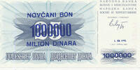 Bosnien-Herzegowina, 1000000 Dinara auf 25 Dinara -