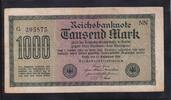 Deutsches Reich, Weimarer Republik, 1000 Mark Ro. 75k, DEU-84c, Wz. Kreuzblüten KN 6stellig violett, FZ:NN, -