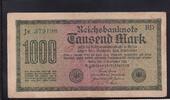 Deutsches Reich, Weimarer Republik, 1000 Mark Ro.75m,DEU-84g,Wz.Gitter KN 6stellig grün FZ:RD, -