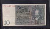 Weimarer Republik, Reichsbank, 10 Reichsmark Ro.173a,DEU-183a, Friedensdruck, Wz.Kopf, Udr.-Bst: S, Serie: X -