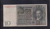 Deutsches Reich, Weimarer Republik, 10 Reichsmark Ro.173a,DEU-183a, Friedensdruck, Wz.Kopf, Udr.-Bst: Q, Serie: U, -