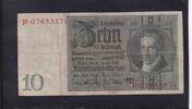 Deutsches Reich, Weimarer Republik, 10 Reichsmark Ro.173a,DEU-183a, Friedensdruck, Wz.Kopf, Udr.-Bst: Q, Serie: R, -