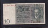 Deutsches Reich, Weimarer Republik, 10 Reichsmark Ro.173b,DEU-183b, Zwischenform, Wz.Kopf, Udr.-Bst: E, Serie: G, -