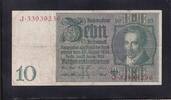 Deutsches Reich, Weimarer Republik, 10 Reichsmark Ro.173b,DEU-183b, Zwischenform, Wz.Kopf, Udr.-Bst: K, Serie: J, -