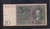 Deutsches Reich, Weimarer Republik, 10 Reichsmark Ro.173b,DEU-183b, Zwischenform, Wz.Kopf, Udr.-Bst: K, Serie: K, -