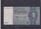 Drittes Reich, Deutsche Reichsbank, 100 Reichsmark Ro.176a,DEU-211a, Friedensdruck, Wz.Kopf, Udr.Bst.C, Serie:A -