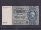 Drittes Reich, Deutsche Reichsbank, 100 Reichsmark Ro.176b,DEU-211b, Zwischenform, Wz.Kopf, Udr.Bst.B, Serie:W, -