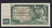 Tschechoslowakei 100 Kronen 1. Auflage, Wz. Lindenblatt mit Stern, Serie: P55, -