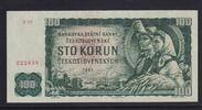 Tschechoslowakei 100 Kronen 2.Auflage, Wz. Lindenblätter, Sterne, Serie: X 95, -