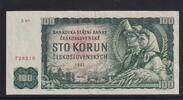 Tschechoslowakei 100 Kronen 2.Auflage, Wz. Lindenblätter, Sterne, Serie: X 89, -