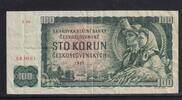 Tschechoslowakei 100 Kronen 2.Auflage, Wz. Lindenblätter, Sterne, Serie: X 80, -