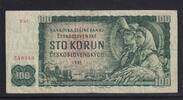 Tschechoslowakei 100 Kronen 2.Auflage, Wz. Lindenblätter, Sterne, Serie: X 67, -