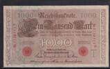 Kaiserreich, Deutsche Reichsbank, 1000 Mark Ro.45c,DEU-40c, Siegel rot, KN 7stellig, Serie: N, Udr.Bst. T, Inflationsausg., -