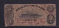 USA, Konföderierte Staaten, 3 Dollars Merchants and Planters Bank Georgia, -