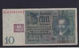 Deutschland, Sowjetische Besatzungszone, 10 Reichsmark R.334a, SBZ-5a, Wz. Kopf, Udr. Bst. P, Serie: G, -