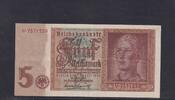 Deutsches Reich, Drittes Reich, 5 Reichsmark Ro.179a, DEU-220a, KN 7 stellig, Serie: V, -